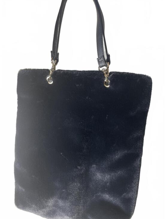 Handbags - Black Faux Fur Tote Bag Purse Womens Barbiecore Furry Soft